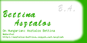 bettina asztalos business card